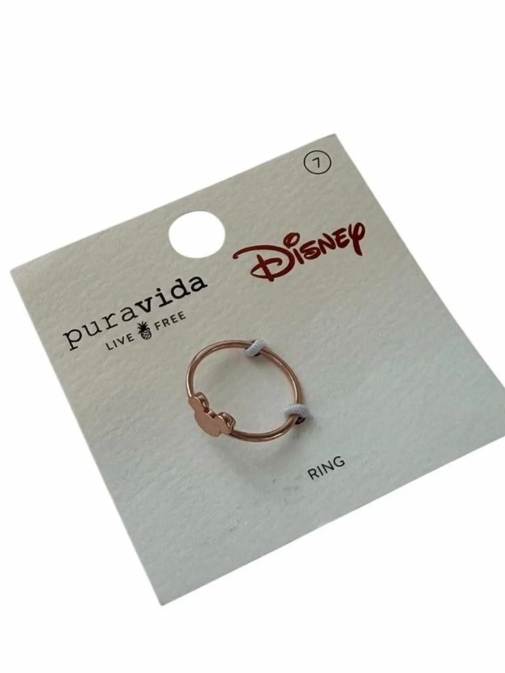 Pura Vida x Disney Delicate Mickey Head Ring Rose Gold Size 7